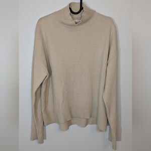 Oak + Fort Cowl Neck Knit Sweater Tan - Size S